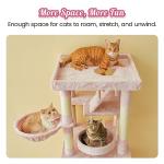 MWPO 74.8 Inches Pink Extra Large Cat Tree, Tall Cat Tower for Indoor Cats with Large Cat Condo, Wide Top Perch, Hammock, Sisal-Covered Scratching Posts, Toys for Kittens & Cats