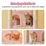 MWPO 74.8 Inches Pink Extra Large Cat Tree, Tall Cat Tower for Indoor Cats with Large Cat Condo, Wide Top Perch, Hammock, Sisal-Covered Scratching Posts, Toys for Kittens & Cats