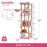 MWPO 74.8 Inches Pink Extra Large Cat Tree, Tall Cat Tower for Indoor Cats with Large Cat Condo, Wide Top Perch, Hammock, Sisal-Covered Scratching Posts, Toys for Kittens & Cats