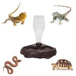 SLSON Reptile Water Feeder Automatic Water Dispenser Waterer 13.5Oz Feeding Accessories for Turtle Bearded Dragons Lizards Geckos for Terrarium Tank (Brown)
