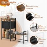Lomivra Elevated Dog Bowl Stand with Toy Bin Basket, 4 Height Adjustable Raised Feeding Station Cabinet, Lifted Food and Water Bowl Holder, Pet Storage Organizer for Large Medium Small Dogs