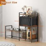 Lomivra Elevated Dog Bowl Stand with Toy Bin Basket, 4 Height Adjustable Raised Feeding Station Cabinet, Lifted Food and Water Bowl Holder, Pet Storage Organizer for Large Medium Small Dogs