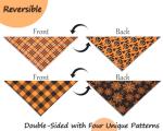 2PCS Fall Dog Bandanas,Halloween Dog Bandanas,One Side Orange Plaid,The Other Side Pumpkin or Spider Web Bibs,Holiday Pet Scarf for Boy and Girl Dogs,Thanksgiving Pet Outfit for Medium to Large Dogs