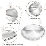 Fhiny 12 PCS Stainless Steel Cat Dish Set, 5.5", Wide Whisker Friendly Cat Bowls Shallow Kitten Feeding Plate Replacement Basic Small Pet Bowl Metal Flat Cat Dish for Stray Cats Dogs (5.5" Dia)