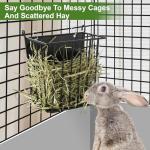 LUAVIARU Upgrades 4pcs Hay Feeder Rabbit - Guinea Pig - Metal Frame Hay Rack with Adjustable Hook - Less Wasted - for Guinea Pig, Bunny, Chinchilla Cage Accessories - Bunny Feeder