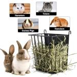 LUAVIARU Upgrades 4pcs Hay Feeder Rabbit - Guinea Pig - Metal Frame Hay Rack with Adjustable Hook - Less Wasted - for Guinea Pig, Bunny, Chinchilla Cage Accessories - Bunny Feeder