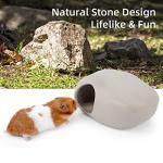 Niteangel Ceramic Hamster Habitat Hideout: - Hideaway House for Syrian Dwarf Hamster Mice Gerbils Lemmings or Other Similar-Sized Small Pet (Stone-Shaped - for Syrian)