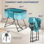 SereneLife Foldable Dog Bath Tub with Adjustable Height, 360° Access, Drain Hose & Storage Pockets – 130 lb Capacity Grooming Station for Indoor/Outdoor Use, Blue