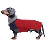 Geyecete Dachshund Coat,Dachshund Winter Coat,Warm Waterproof Windproof, High Neckine String Holes Miniature Dachshund Jacket for Small Dog-Red-M
