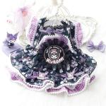 Dog Princess Dresses Kuromi for Small Dogs Lolita Clothes Goth Lace Costume Pet Girl Cute Coat Outfits Fall Costumes (M,Black)
