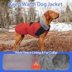 MIGOHI Snowproof Dog Coat - Thick Fleece Dog Jacket with Adjustable Collar, Keep Warm Winter Coat for Dogs Cold Weather Walking Playing,Australian Shepherd,XL,RedBlack