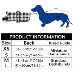 Geyecete Waterproof Warm Thermal Quilted Dachshund Coat with Warm Fleecy Lining Inside,Outdoor Dog Apparel with Adjustable Bands for Small,Medium Dog-Black-S