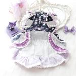 Dog Princess Dresses Kuromi for Small Dogs Lolita Clothes Goth Lace Costume Pet Girl Cute Coat Outfits Fall Costumes (M,Black)