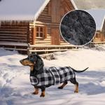 Geyecete Waterproof Warm Thermal Quilted Dachshund Coat with Warm Fleecy Lining Inside,Outdoor Dog Apparel with Adjustable Bands for Small,Medium Dog-Black-S