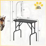 BestPet 32in 36in Dog Grooming Table Foldable Home Pet Bathing Station with Adjustable Height Portable Drying Table with Arm Noose for Medium Small Dogs (32 Inch)