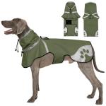 Dog Raincoat for Large Dogs, Adjustable Rain Jacket for Dogs, Waterproof Slicker Jacket for Adventures, Walking, Hunting（L,Dark Green）