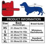 Geyecete Warm Thermal Quilted Dachshund Coat, Dog Winter Coat with Warm Fleece Lining, Outdoor Dog Apparel with Adjustable Bands for Medium, Large Dog-Red-S