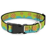 Scooby Doo Pet Collar, Dog Collar Plastic Buckle, Scooby Doo The Mystery Machine Paint Job Green Aqua Orange, 9.5 to 14.5 Inches 0.5 Inch Wide