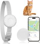ZFSJTAG Cat GPS Tracker, Smart Cat GPS Tracker Compatible with Apple Find My App (Only iOS), No Monthly Fee, Waterproof (White Tracker, White Cat Collar)