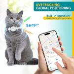 ZFSJTAG Cat GPS Tracker, Smart Cat GPS Tracker Compatible with Apple Find My App (Only iOS), No Monthly Fee, Waterproof (White Tracker, White Cat Collar)