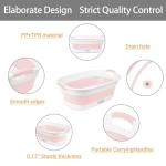 BREENHILL Collapsible Dog Bath Tub for Small Dogs & Cats, Portable Puppy Bath Tub with Water Drain Plug, Space Saving Foldable Pet Bathtub for Indoor & Outdoor Use, Pink