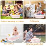 BREENHILL Collapsible Dog Bath Tub for Small Dogs & Cats, Portable Puppy Bath Tub with Water Drain Plug, Space Saving Foldable Pet Bathtub for Indoor & Outdoor Use, Pink