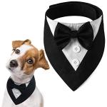 FUAMEY Dog Tuxedo for Medium Dogs,Dog Formal Suit Dogs Attire Pet Bow Tie Puppy Party Costumes Cat Tux Outfits Pets Bandana Cosplay Adjustable Bowties Wedding Birthday Valentines Black M