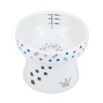 Necoichi Elevated Cat Water Bowl – Ceramic Raised Cat Bowl, Prevents Neck & Whisker Fatigue – Dishwasher & Microwave Safe – Pet Water Bowl for Cats (Colorful Dots, Extra Tall)