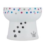 Necoichi Elevated Cat Water Bowl – Ceramic Raised Cat Bowl, Prevents Neck & Whisker Fatigue – Dishwasher & Microwave Safe – Pet Water Bowl for Cats (Colorful Dots, Extra Tall)