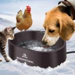 Heated Water Bowl for Outdoor Dogs Cats, 3.7L Thermostatic Heated Pet Bowl for Outside Dog Cat Chickens Duck Birds Waterer in Winter, Automatic Heated Dog Bowl Outdoor with Anti Chew Cord