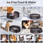 Heated Water Bowl for Outdoor Dogs Cats, 3.7L Thermostatic Heated Pet Bowl for Outside Dog Cat Chickens Duck Birds Waterer in Winter, Automatic Heated Dog Bowl Outdoor with Anti Chew Cord