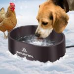 Heated Water Bowl for Outdoor Dogs Cats, 3.7L Thermostatic Heated Pet Bowl for Outside Dog Cat Chickens Duck Birds Waterer in Winter, Automatic Heated Dog Bowl Outdoor with Anti Chew Cord