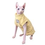 Sphynx Cat Clothes Hairless Cat Warm Fleece Vest Elastic Winter Sweater Outfit, Pet Clothes for Sphynx Cat Coat for Cats and Small Dogs Apparel, Hairless cat Shirts Sweaters (Yolk, Large)