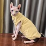 Sphynx Cat Clothes Hairless Cat Warm Fleece Vest Elastic Winter Sweater Outfit, Pet Clothes for Sphynx Cat Coat for Cats and Small Dogs Apparel, Hairless cat Shirts Sweaters (Yolk, Large)