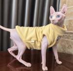 Sphynx Cat Clothes Hairless Cat Warm Fleece Vest Elastic Winter Sweater Outfit, Pet Clothes for Sphynx Cat Coat for Cats and Small Dogs Apparel, Hairless cat Shirts Sweaters (Yolk, Large)
