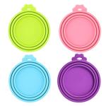 Giozoc 4 Pack Pet Food Can Cover Silicone Can Lids for Dog and Cat Food(Universal Size, One fit 3 Standard Size Food Cans)