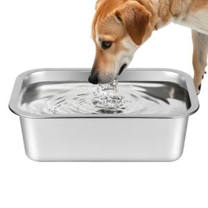 Ohtomber Stainless Steel 1.25 Gallons Large Dog Water Bowl, Metal Pet Dog Water & Food Bowl No Spilling, Outdoor Feeder Dish Plate for Cat, Big, Extra Large Pet