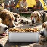 Ohtomber Stainless Steel 1.25 Gallons Large Dog Water Bowl, Metal Pet Dog Water & Food Bowl No Spilling, Outdoor Feeder Dish Plate for Cat, Big, Extra Large Pet