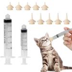 Pet Feeding Syringe -10 Pcs Silicone Feeding Nursing Nipple and 5ML/10ML Feeding Syringe, Pet Nursing Feeding Tools for Kittens Puppies Newborn Animals