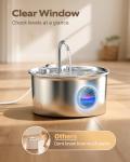 Cat Water Fountain Stainless Steel: Cat Fountain for Drinking - 88oz/2.6L Pet Water Fountain for Cats Indoor - Quiet Cats Water Bowl Dispenser - Pets Feeding & Watering Supplies - for Small Animals