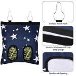 Upgraded Rabbits Hay Feeder Bag for Bunny, Guinea Pigs, Chinchillas - Hanging Washable 2-Hole Hay Dispenser with 600D Oxford Fabric, Small Animal Cage Accessories (Blue Star)