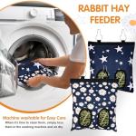 Upgraded Rabbits Hay Feeder Bag for Bunny, Guinea Pigs, Chinchillas - Hanging Washable 2-Hole Hay Dispenser with 600D Oxford Fabric, Small Animal Cage Accessories (Blue Star)