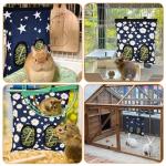 Upgraded Rabbits Hay Feeder Bag for Bunny, Guinea Pigs, Chinchillas - Hanging Washable 2-Hole Hay Dispenser with 600D Oxford Fabric, Small Animal Cage Accessories (Blue Star)