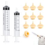 2 Pieces Pet Pill Plunger Pet Feeding with 10PCS Silicone Kitten Nipples & Syringes Feeding & Medicine Dispensing Set for Newborn Kittens, Puppies, Rabbits, Squirrels Perfect for Small Animals Care