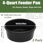 Sadnyy 2 Pcs Rubber Feeder Pan, Rubber Feed Pan Utility Horse Feed Bucket Dog Bowl Horse Feeder for Cats Dogs Goats Chicken Dust Bath Container Animal Feeding, 10.6 x 4.1 Inch