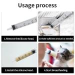 Pet Feeding Kit with Silicone Nipples and Syringes for Kittens, Puppies, Small Animals, 2 Nipples + 2 Syringes (2)