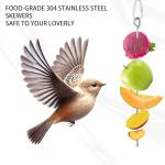 3 PCS Bird Food Holder, Small Animal Stainless Steel Fruit Vegetable Stick Holder Bird Feeder Toy Cage Foraging Hanging Food Feed Treating Tool for Parrots Cockatoo Cockatiel