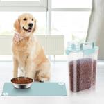 5Lbs/6Qt Portable Airtight Dog Cat Food Container, Match Pet Feeding Mat Clean and Convenient, Making Less Messy, Translucent Storage Bin for Small Animal Kibble, Bird Seed, Oatmeal, Rice-Sky Blue