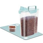 5Lbs/6Qt Portable Airtight Dog Cat Food Container, Match Pet Feeding Mat Clean and Convenient, Making Less Messy, Translucent Storage Bin for Small Animal Kibble, Bird Seed, Oatmeal, Rice-Sky Blue