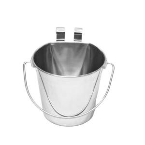 AASPIRE PETS 1 Quart Stainless Steel Flat Sided Pail with Dual Hooks | Hanging Bucket for Dog, Cat, Bird & Small Animals | Durable Food & Water Bowl Fits Kennels, Crates & Cages | Multipurpose Use